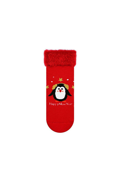 Fringed Christmas Themed Socket Towel Socks