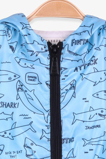 Baby Boy Raincoat Shark Pattern Blue (1 Year Old)