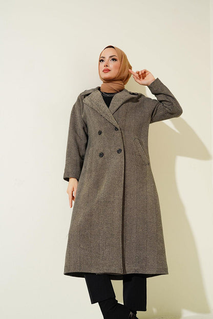 A.Black Oversize Wide Cut Wool Long Cashmere Coat 9113