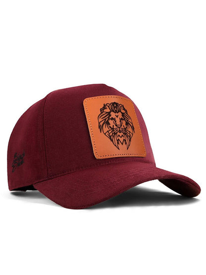 V1 Baseball Lion - Unisex Claret Red Hat (Cap) with 13 Code Logo