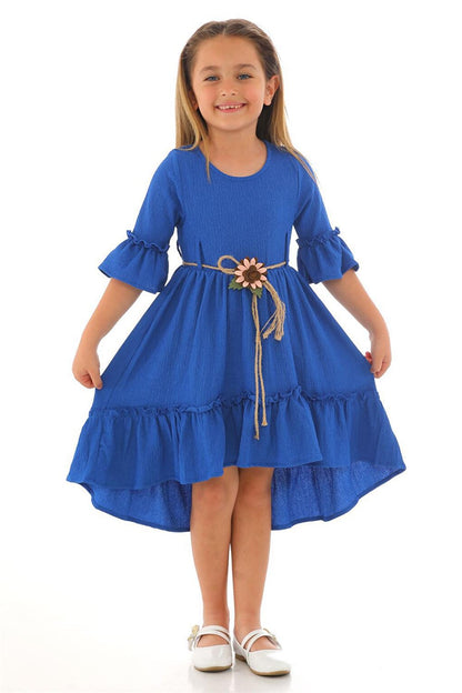 Girl's Saks Colored Straw Waist Belted Dress