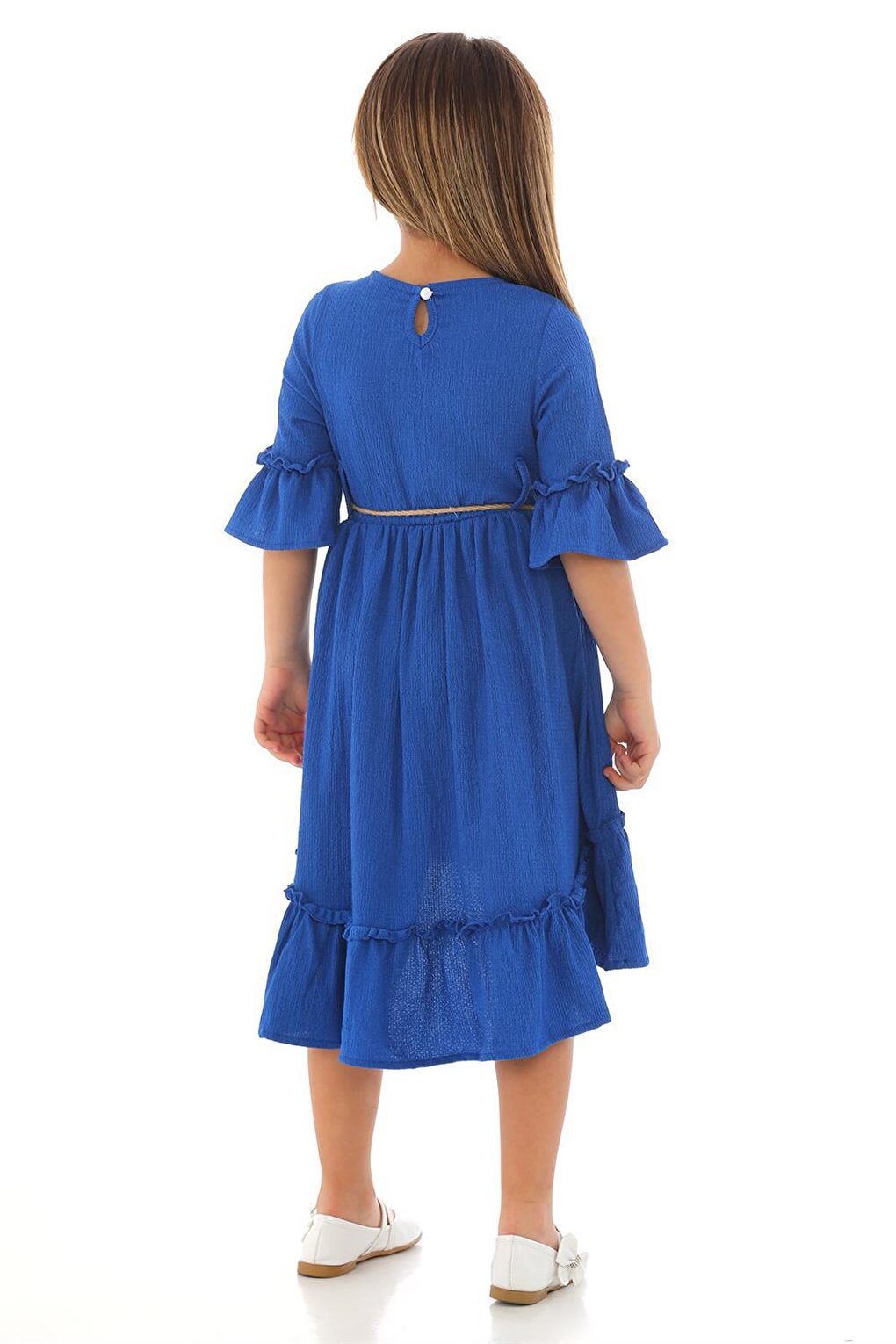 Girl's Saks Colored Straw Waist Belted Dress