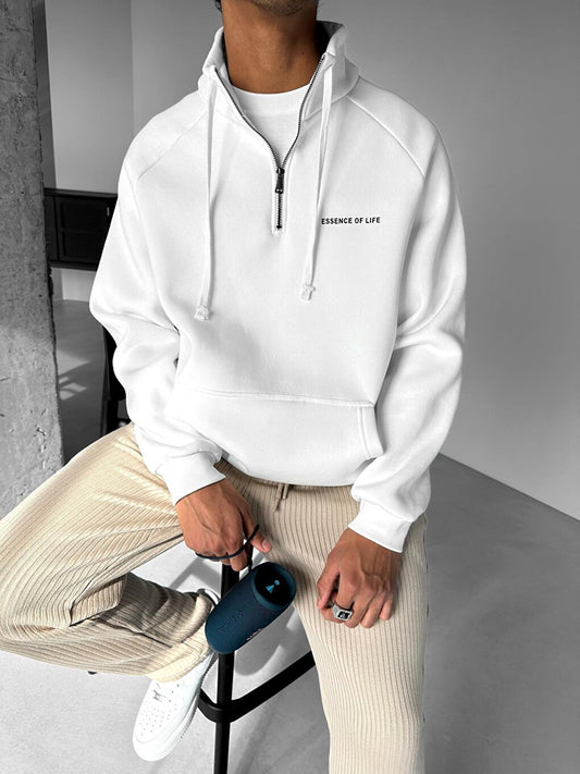 Oversize Half Zipper Sweatshirt White