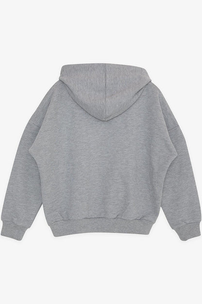 Girl's Sweatshirt Text Printed Gray Melange (Age 9-14)