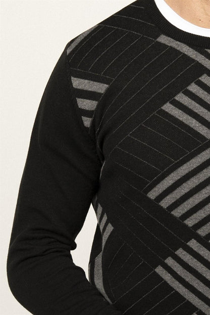 Slim Fit Crew Neck Patterned Men's Sweater