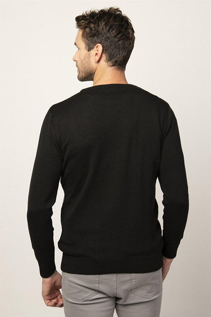 Slim Fit Crew Neck Patterned Men's Sweater