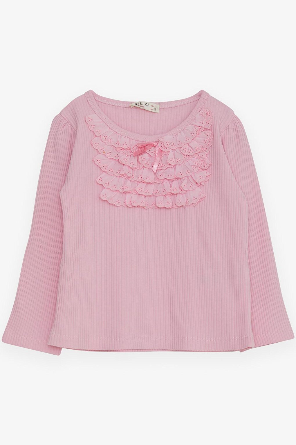 Girl's Long Sleeve Blouse Pink with Laced Bow (Age 3-8)