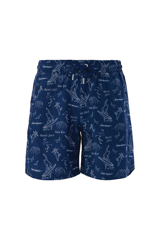 Men's Pool Swim Shorts Patterned Brantley S134 Dark Navy Blue