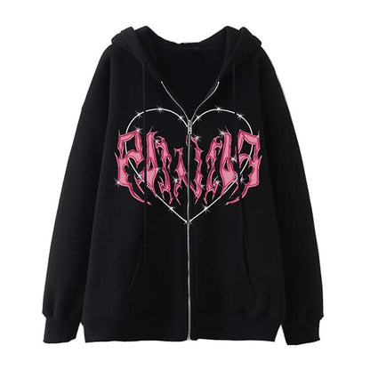 Harajuku Pink Heart with Black Spikes Cardigan