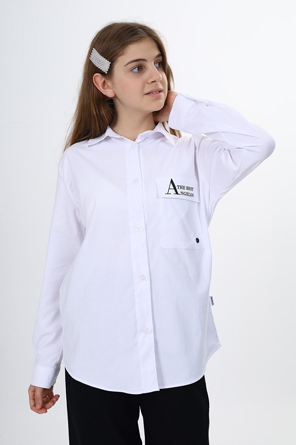 Girl's Comfortable Cut Single Pocket Shirt 9-14 Years Lx243