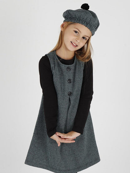 Girl's Button Detailed Badi and Hat Dress Ak2403