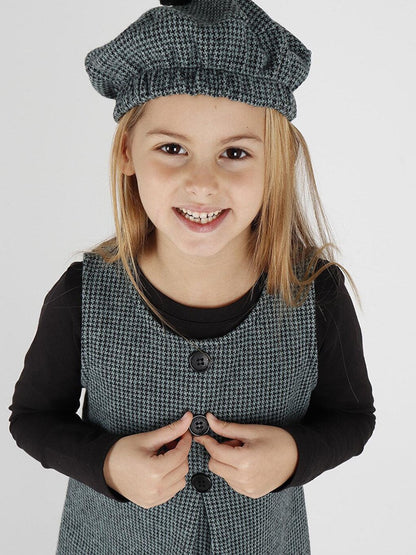 Girl's Button Detailed Badi and Hat Dress Ak2403