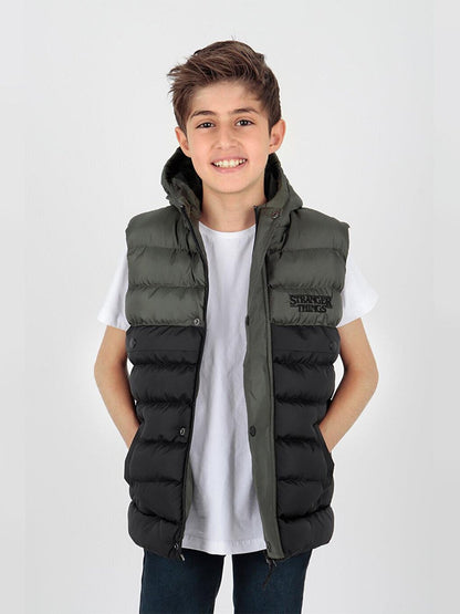 Boy's Stranger Embroidered Trend Puffer Vest Ak216162