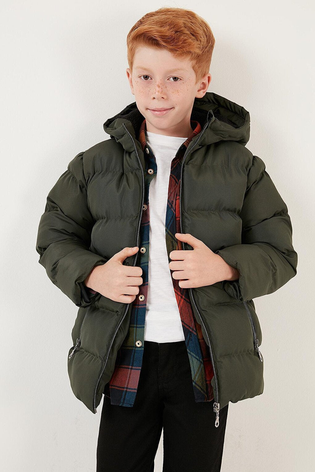 Plush Lined Hooded Winter Coat with Pockets 5761911