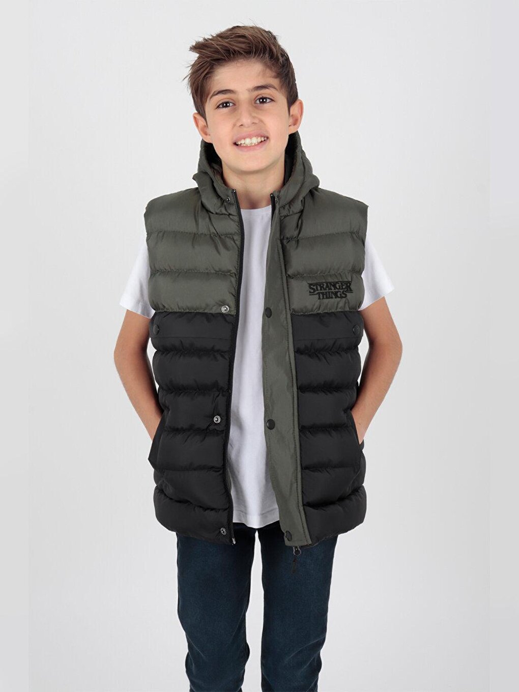 Boy's Stranger Embroidered Trend Puffer Vest Ak216162