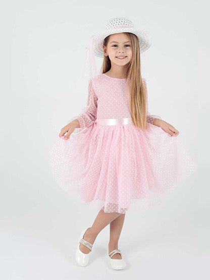 Girl's Hat and Tulle Lace Trend Dress Ak2228