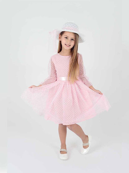 Girl's Hat and Tulle Lace Trend Dress Ak2228