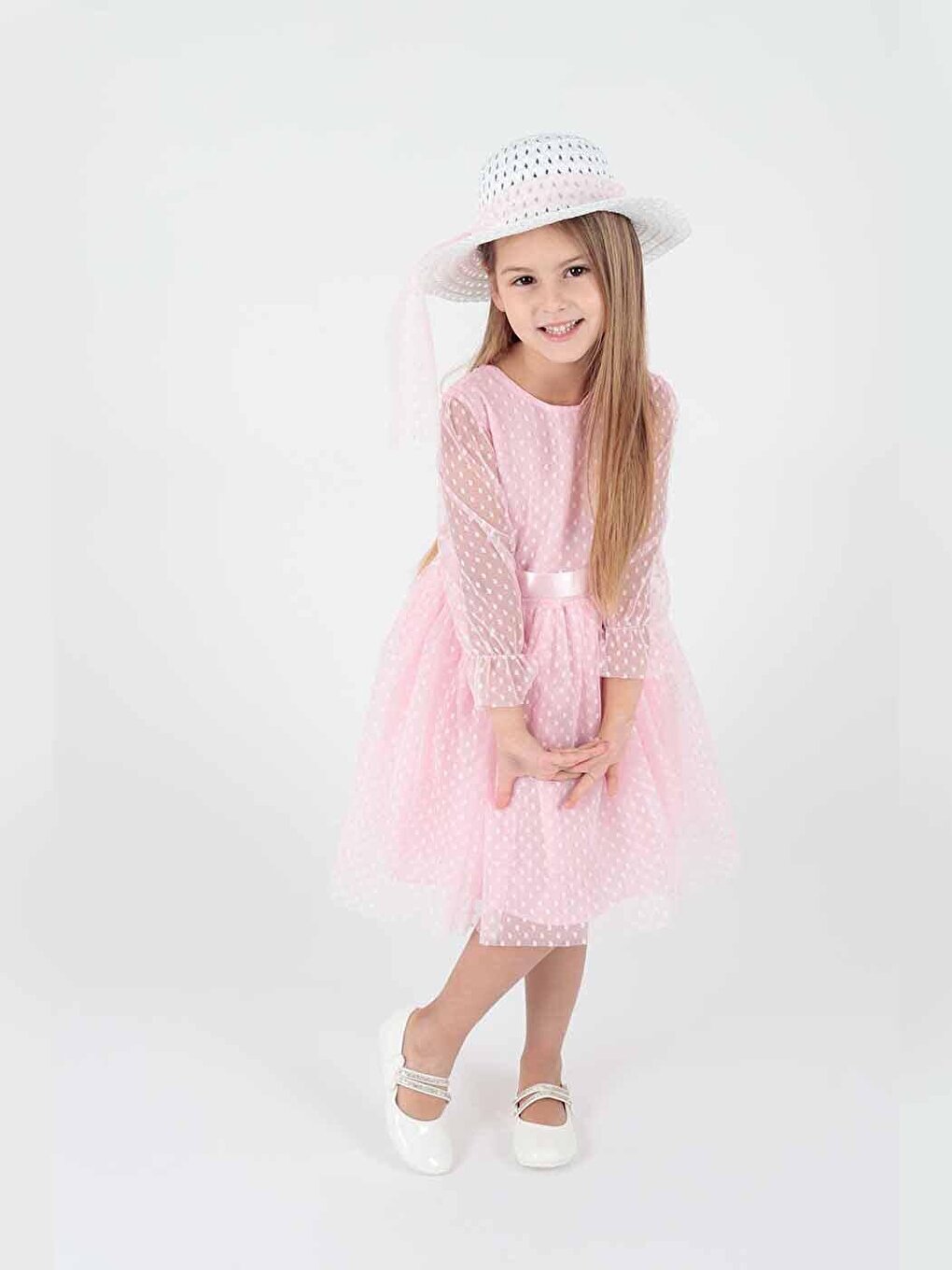 Girl's Hat and Tulle Lace Trend Dress Ak2228