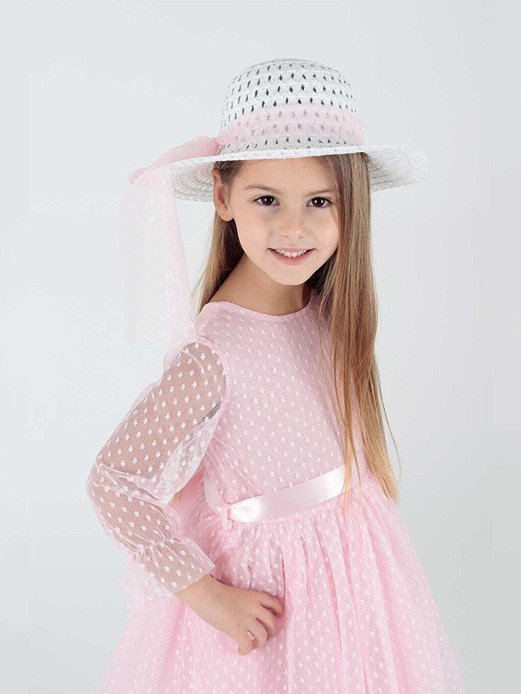 Girl's Hat and Tulle Lace Trend Dress Ak2228