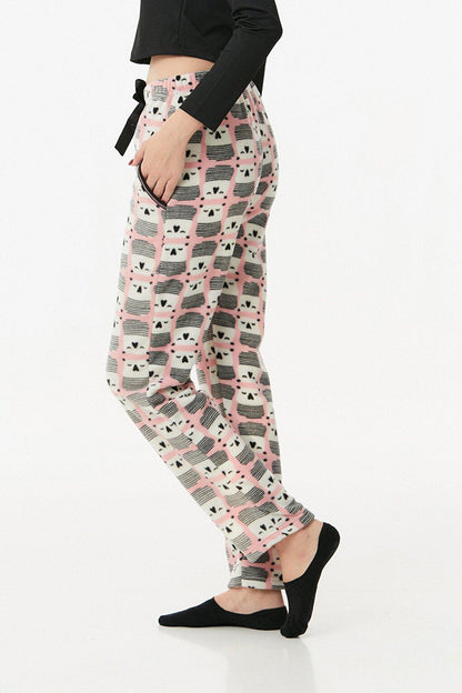 Panda Printed Pocket Fleece Pajama Bottoms