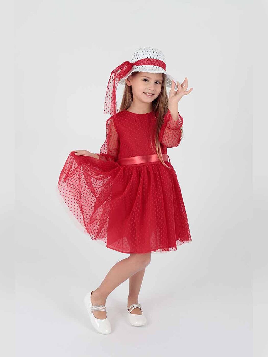 Girl's Hat and Tulle Lace Trend Dress Ak2228