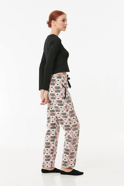 Panda Printed Pocket Fleece Pajama Bottoms