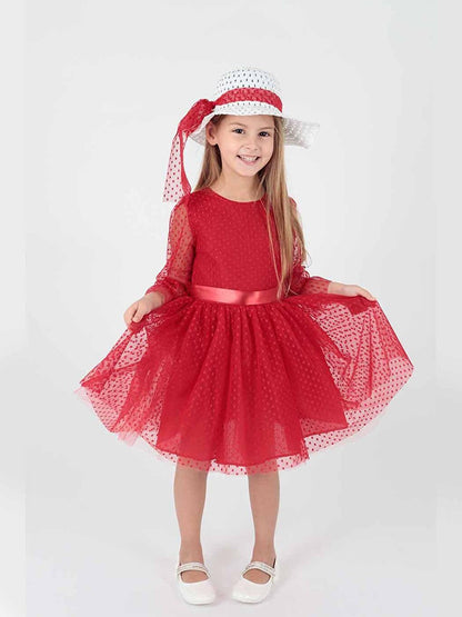 Girl's Hat and Tulle Lace Trend Dress Ak2228