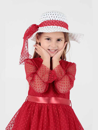 Girl's Hat and Tulle Lace Trend Dress Ak2228