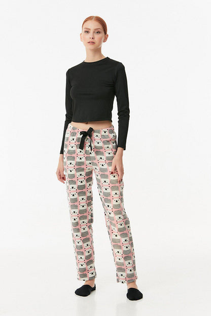 Panda Printed Pocket Fleece Pajama Bottoms