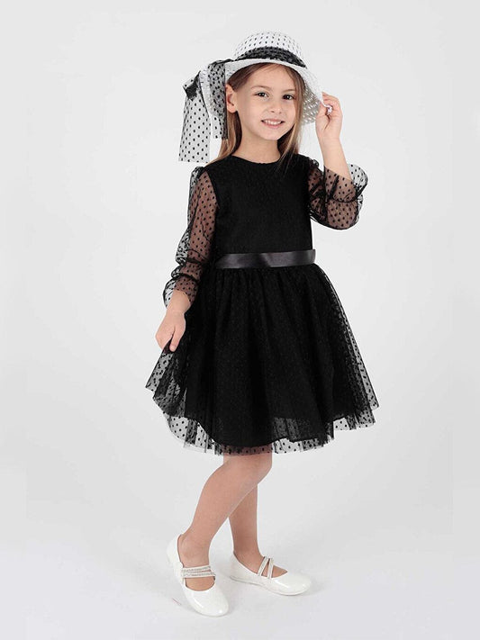 Girl's Hat and Tulle Lace Trendy Evening Dress Ak2228