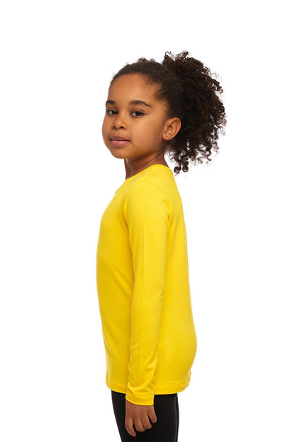 Yellow Girl's Plain Basic Lycra Long Sleeve T-Shirt