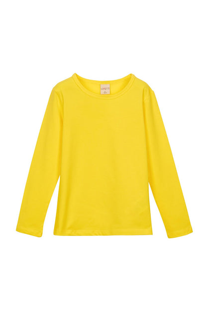 Yellow Girl's Plain Basic Lycra Long Sleeve T-Shirt