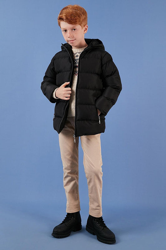 Plush Lined Hooded Winter Coat with Pockets 5761911