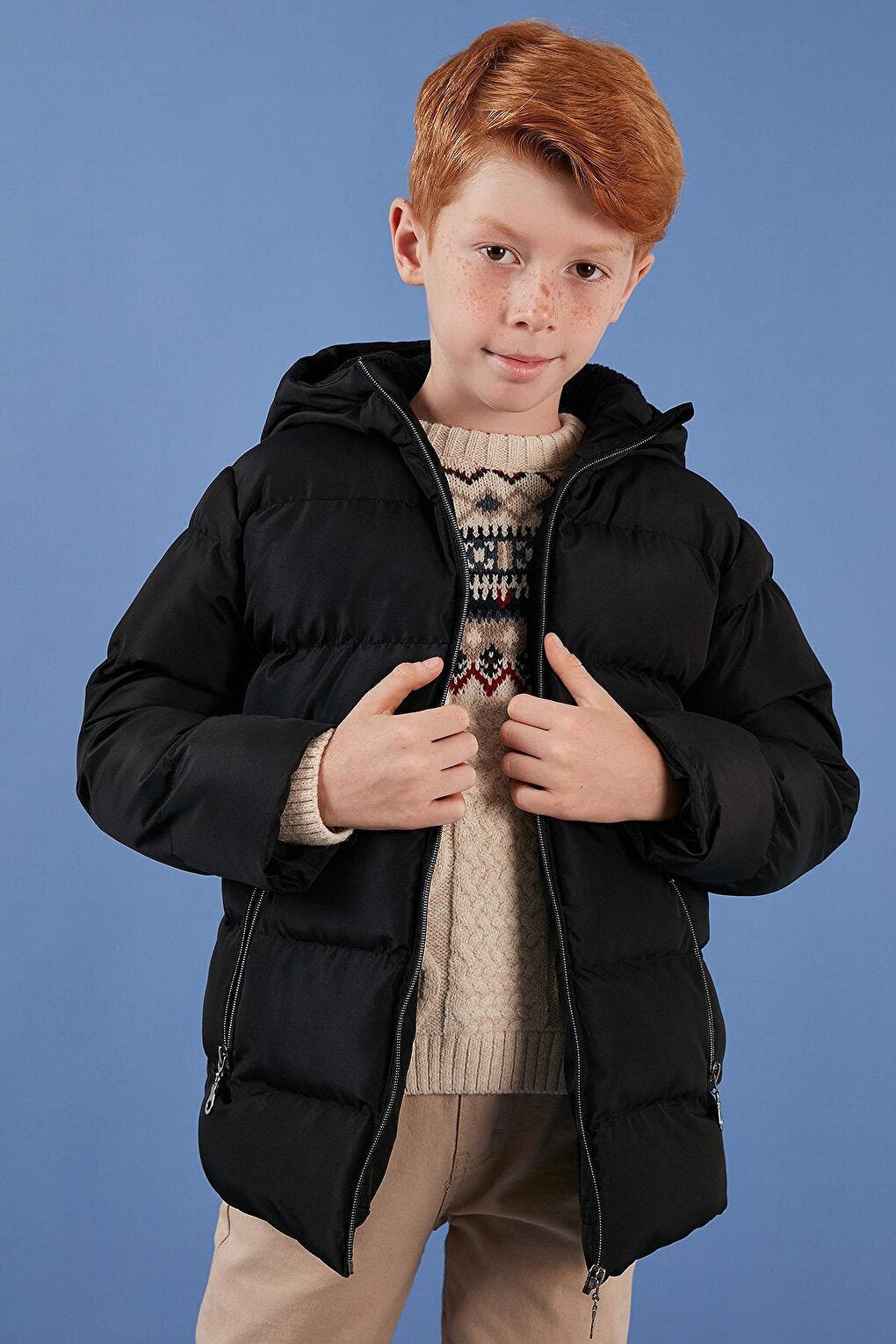 Plush Lined Hooded Winter Coat with Pockets 5761911