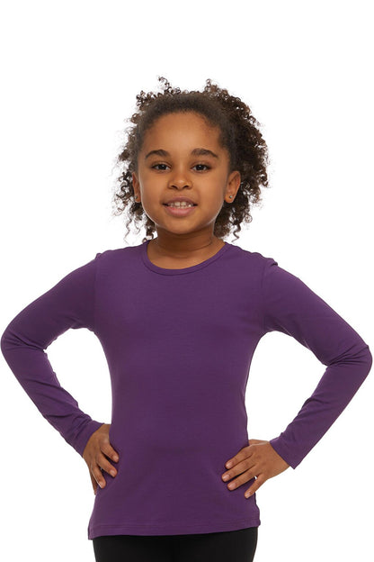 Purple Girl's Plain Basic Lycra Long Sleeve T-Shirt