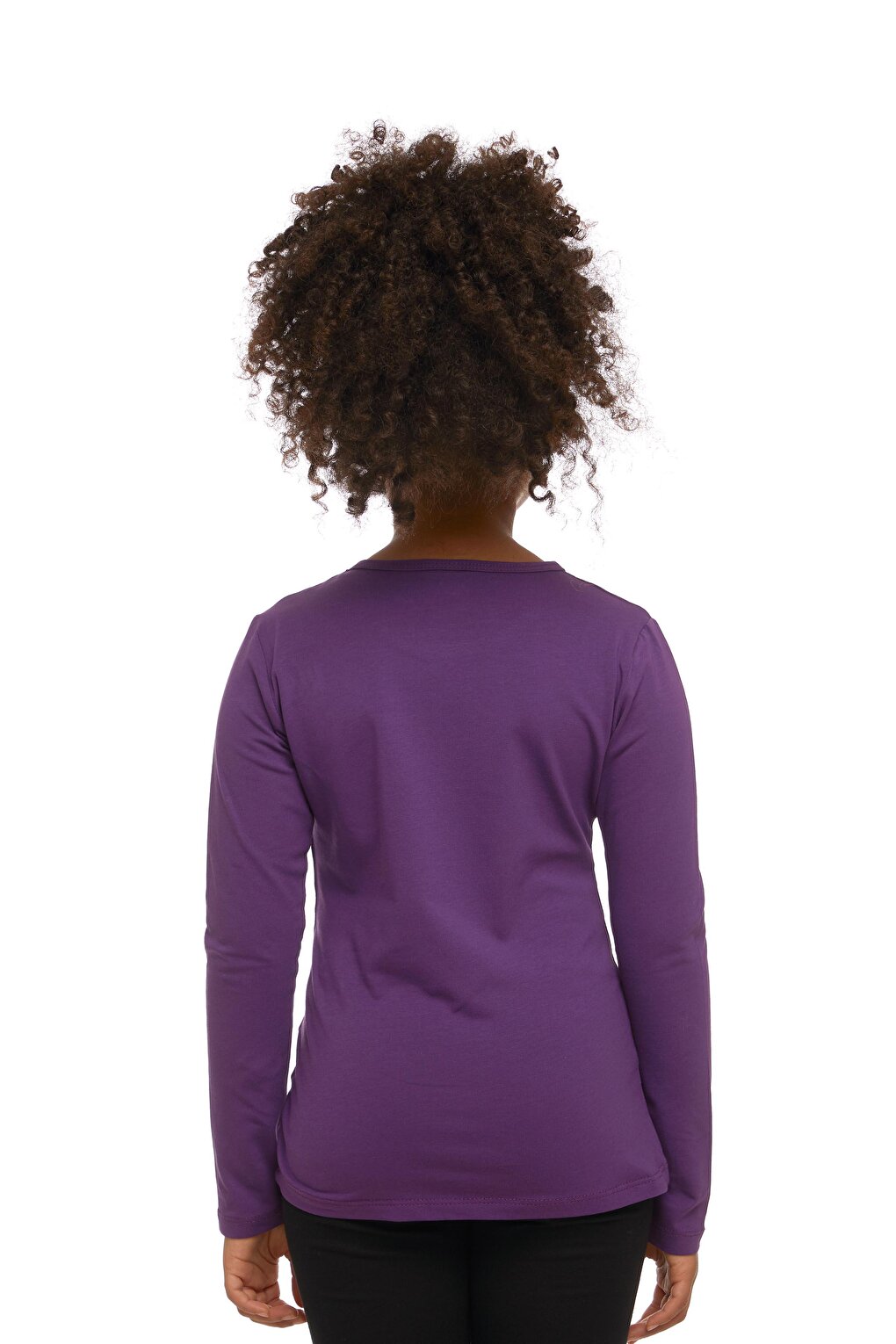 Purple Girl's Plain Basic Lycra Long Sleeve T-Shirt