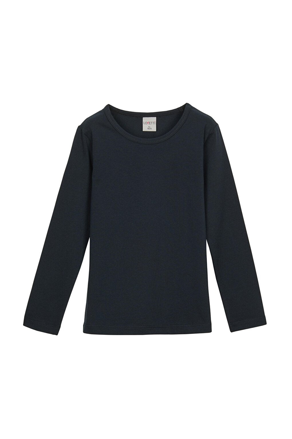 Dark Navy Blue Girl's Plain Basic Lycra Long Sleeve T-Shirt