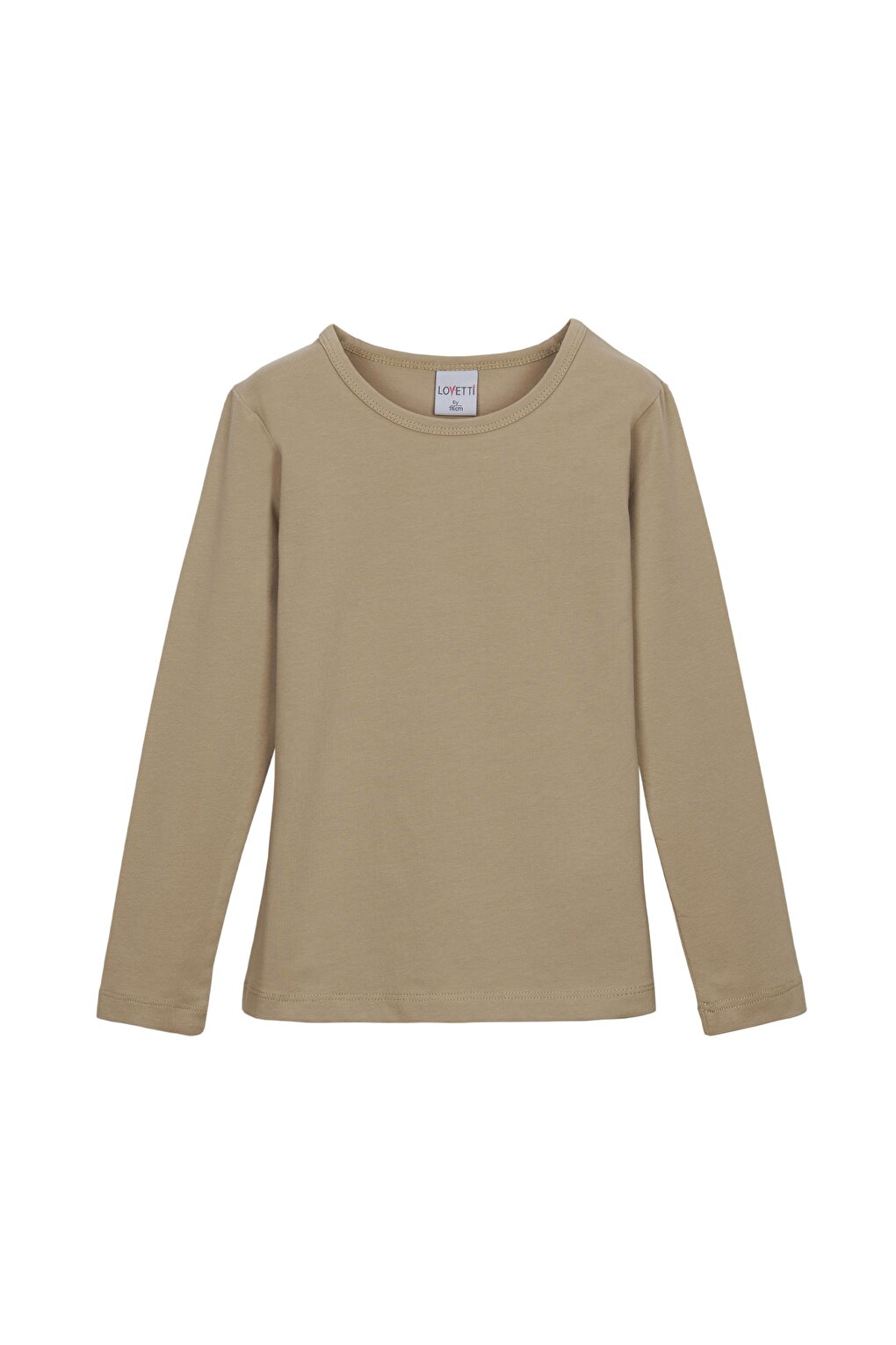 Milk Brown Girl's Plain Printed Lycra Long Sleeve T-Shirt