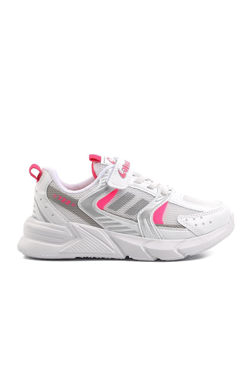 722Y-F White-Fuchsia Kids Sports Shoes