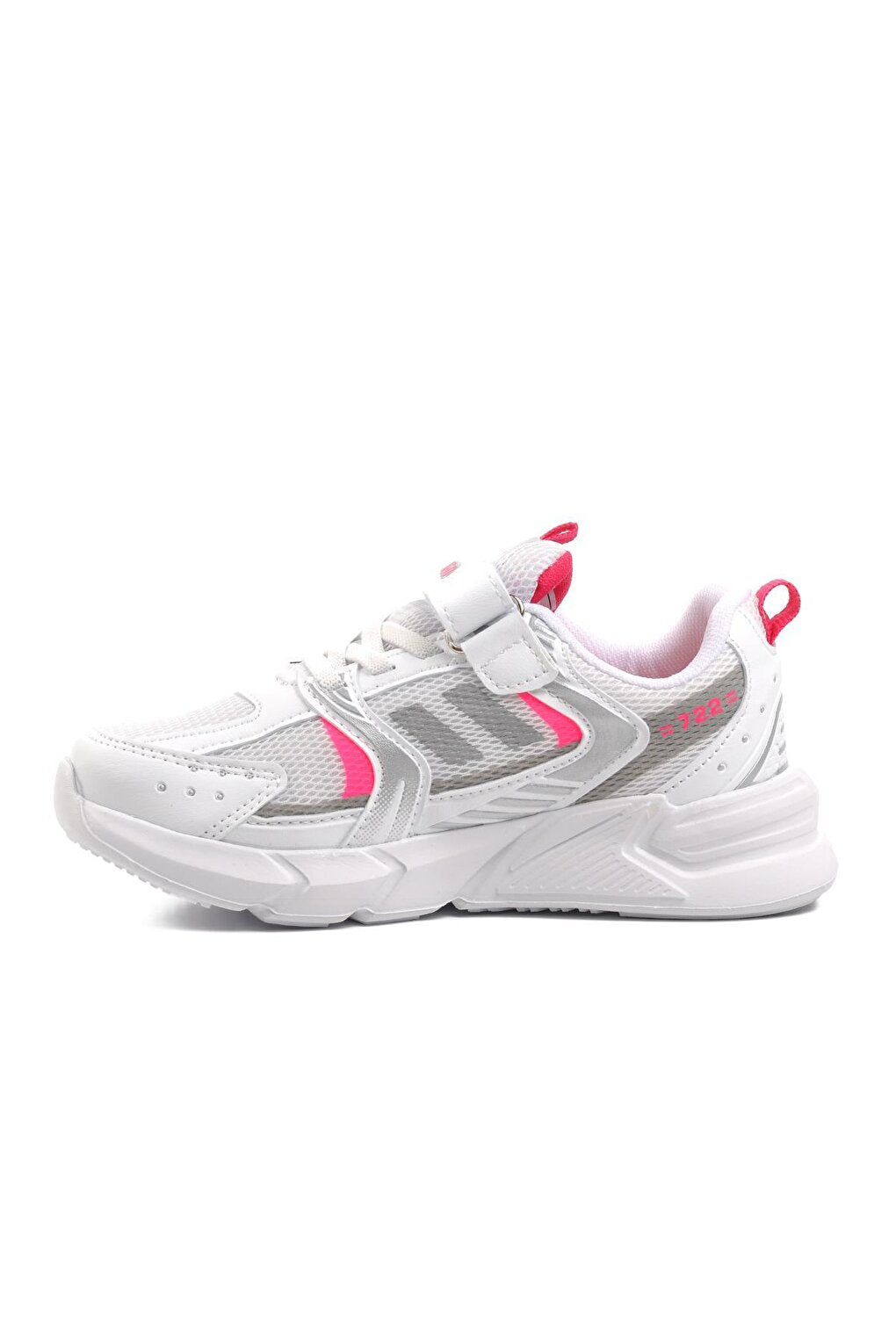 722Y-F White-Fuchsia Kids Sports Shoes