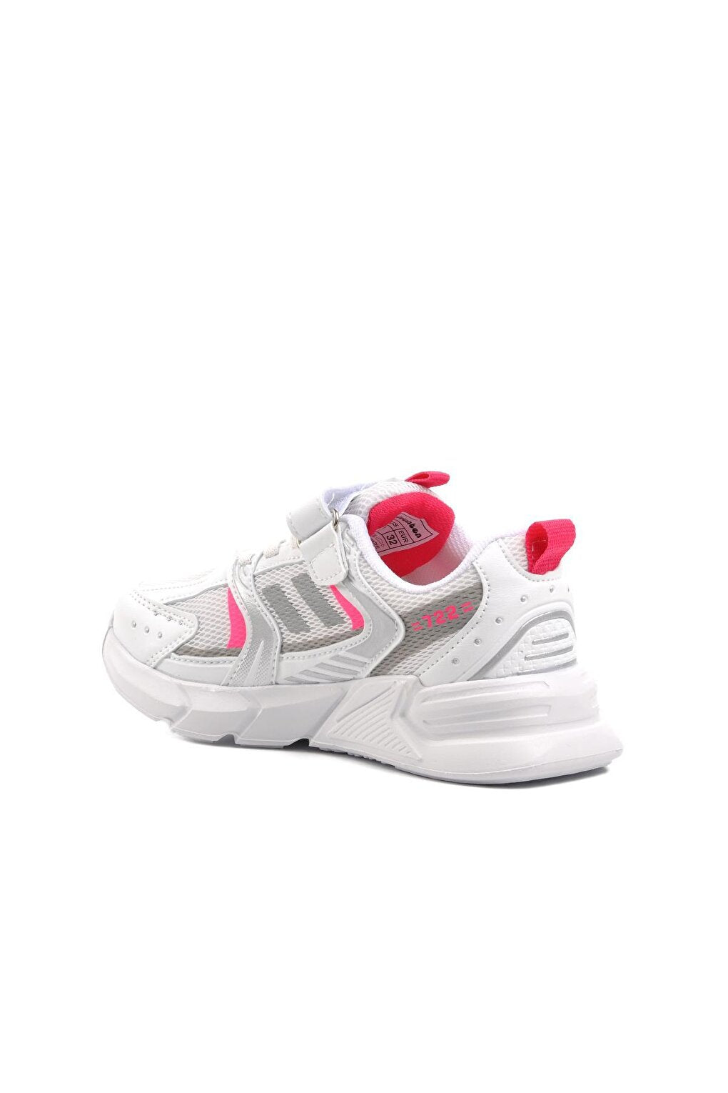 722Y-F White-Fuchsia Kids Sports Shoes