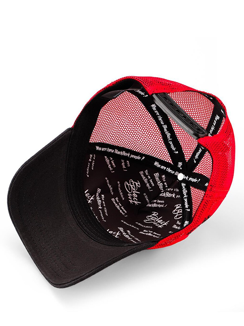 V1 Trucker Bear - Unisex Black-Red Hat (Cap) with 2 Code Logo