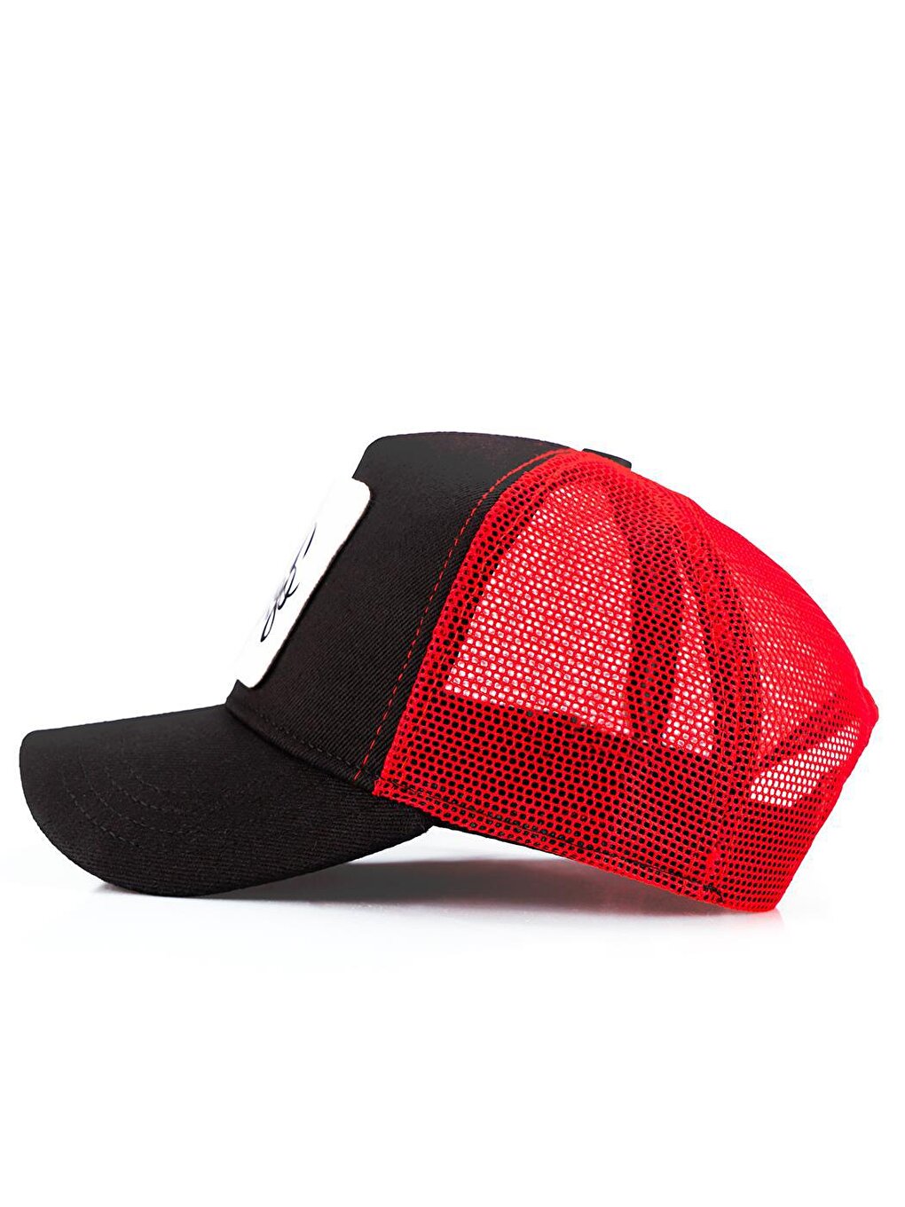 V1 Trucker Bear - Unisex Black-Red Hat (Cap) with 2 Code Logo