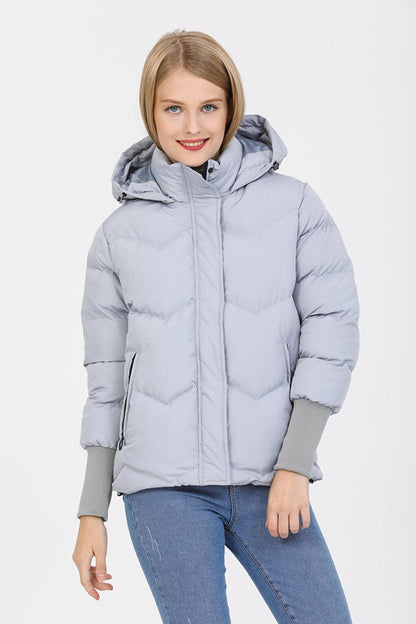 Hooded Long Rib Detailed Puffer Coat AD-K50423LNW