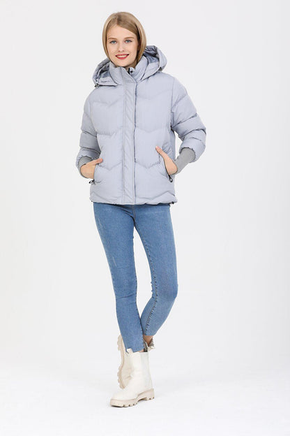 Hooded Long Rib Detailed Puffer Coat AD-K50423LNW