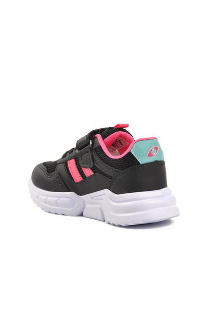 719Y-P Black-Fuchsia Kids Sports Shoes