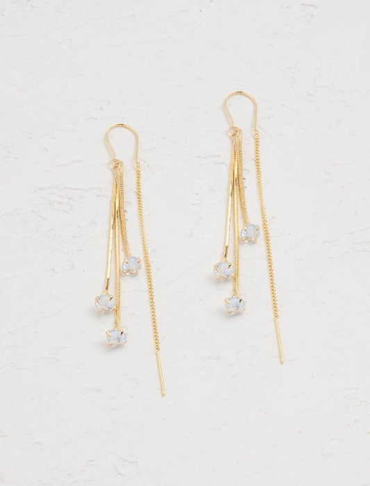 Gold Multi-Stone Dangle Earrings