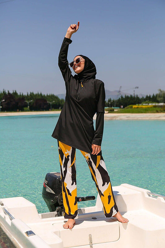 Black Fully Covered Hijab Swimsuit M2110