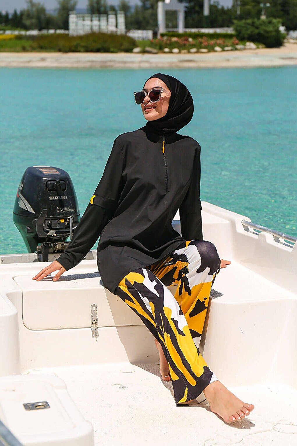 Black Fully Covered Hijab Swimsuit M2110