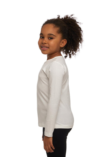 Ecru Girl's Plain Basic Lycra Long Sleeve T-Shirt